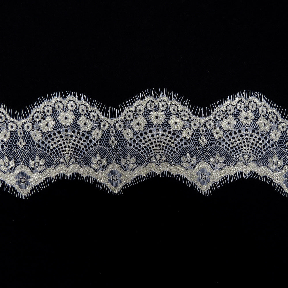 FREEDOMBEAUTY | 9cm gold and silver thread eyelash lace, platinum black and silver with light cool sexy pajamas underwear lace