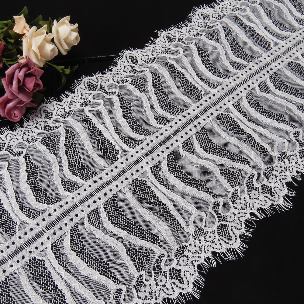 FREEDOMBEAUTY | Bilateral sea cucumber strip eyelash pajamas lace 35cm nylon silk lace fabric home soft lace