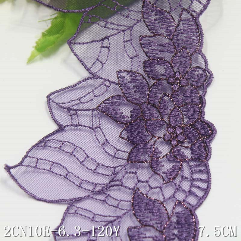 【1pack】-freedombeauty|Red Gold Thread Polyester Flower Mesh Embroidery Lace DIY Curtain Sofa Cushion Lace Trim Accessories