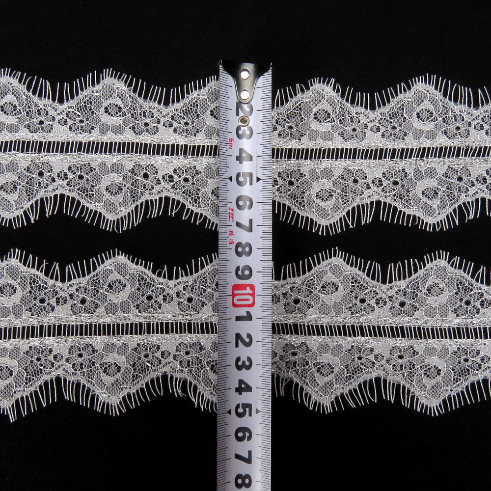 FREEDOMBEAUTY | Bilateral brocade polyester black and white with silver thread embroidery lace 7cm silver polyester silk lace underwear eyelashes pajama lace