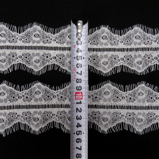 FREEDOMBEAUTY | Bilateral brocade polyester black and white with silver thread embroidery lace 7cm silver polyester silk lace underwear eyelashes pajama lace