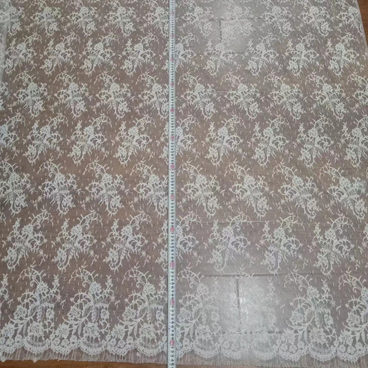 freedombeauty|Lace Fabric with Full Eyelash Mesh Lace Fabric for Women's Clothing Dresses Lace Accessories Wedding Dress Fabric