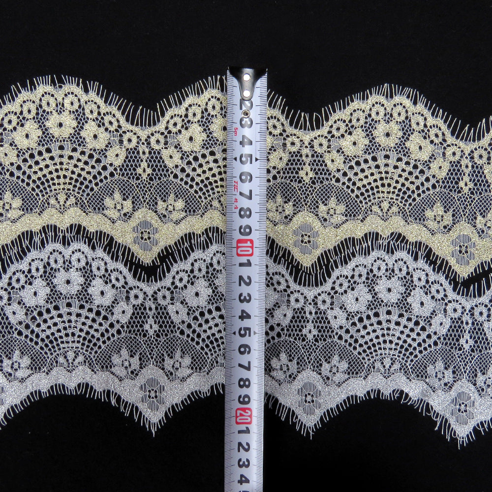 FREEDOMBEAUTY | 9cm gold and silver thread eyelash lace, platinum black and silver with light cool sexy pajamas underwear lace