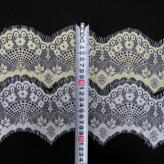 FREEDOMBEAUTY | 9cm gold and silver thread eyelash lace, platinum black and silver with light cool sexy pajamas underwear lace