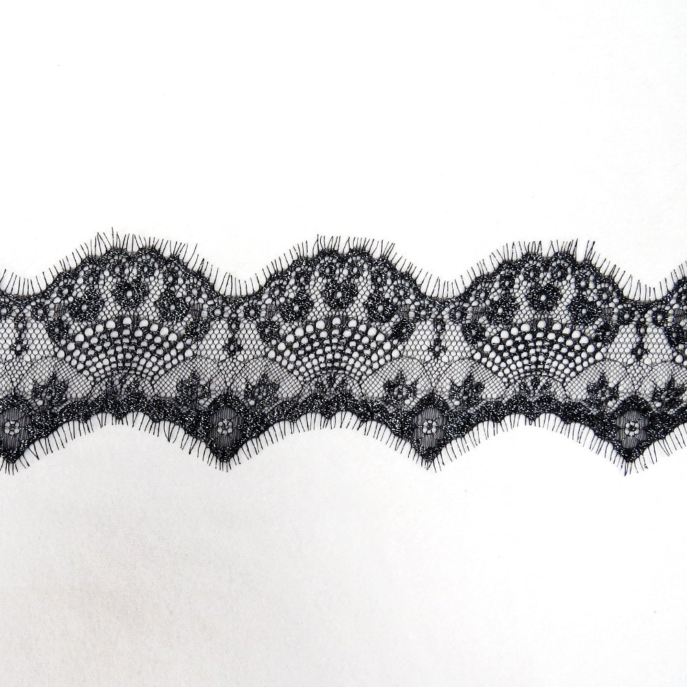 FREEDOMBEAUTY | 9cm gold and silver thread eyelash lace, platinum black and silver with light cool sexy pajamas underwear lace