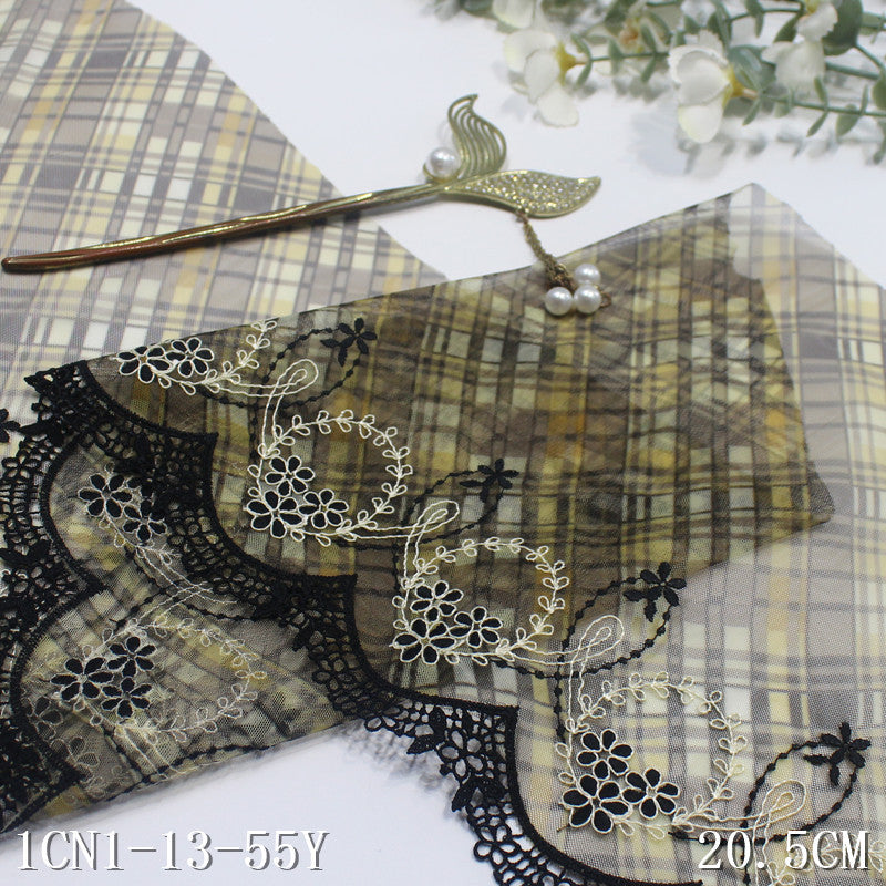 【1pack】-Freedombeauty | French Printing Unilateral Water Soluble Small Flower Mesh Embroidery 20cm Curtain Sofa Cushion Lace Accessories