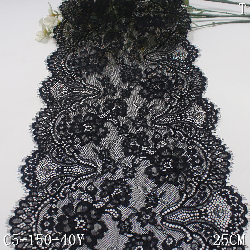 freedombeauty|Black Elastic Eyelash French Full Pattern Lace Trim Soft Sexy Lingerie DIY