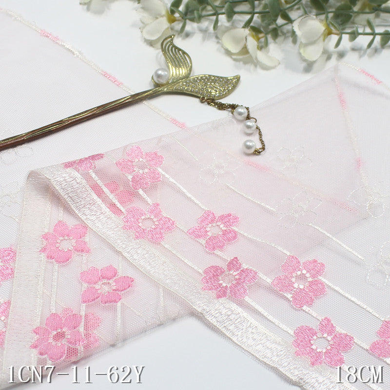 【1pack】-freedombeauty|Straight Edge Single Wave Fresh Flower Mesh Embroidery Trim Curtain Sofa Cushion Lace Trim DIY