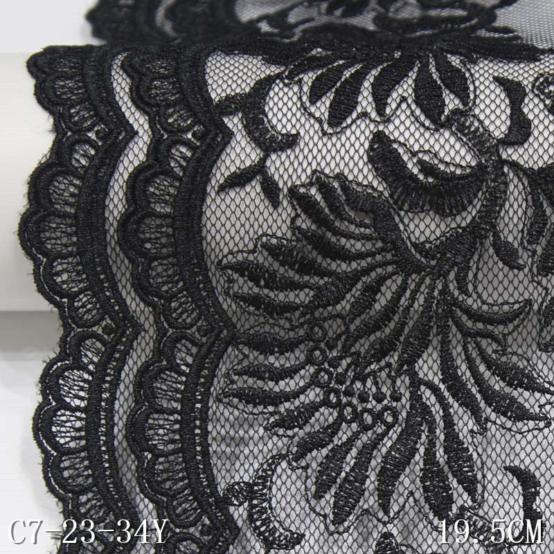 【1pack】-freedombeauty|In Stock Black Embroidered Lace Crown Double Layer Wavy Polyester Material Soft Sofa Cushion Tablecloth Accessories