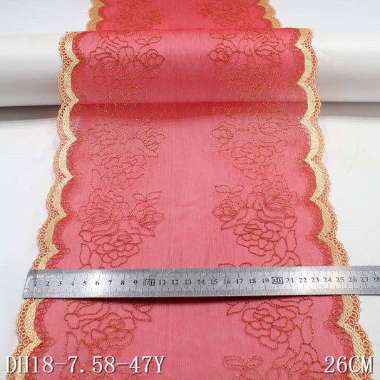 freedombeauty|Red Lace Mesh Gold Polyester Thread Double-Sided Embroidery Trim Accessories Curtain Sofa Cushion Trim