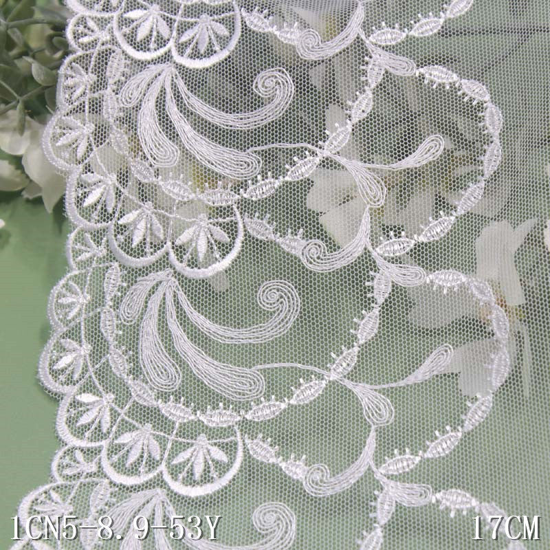 【1pack】-freedombeauty | Multicolor Lightweight Mesh Ancient Style Single-Sided Pattern Embroidery Lace DIY Hanfu Clothing Lace Trim Accessories