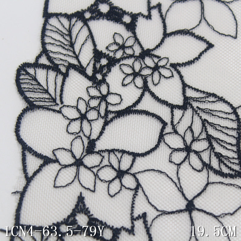 【1pack】-freedombeauty|Skin Tone Mesh Single Edge Vintage Flower Embroidery Trim Clothing Home Textile 19cm Lace Trim DIY Accessories