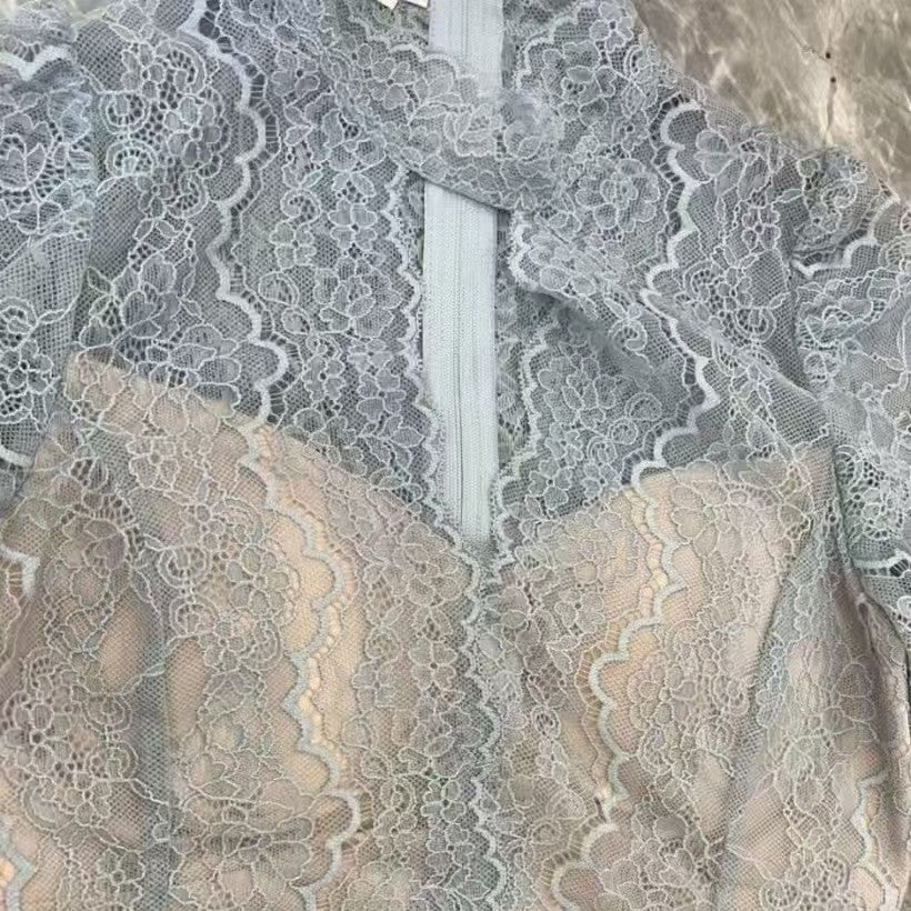 freedombeauty|Lace Base Shirt for Women, Long Sleeve, Half Turtleneck, Spring/Summer Inner Wear, Hollow Out, Super Fairy, Stylish, Sexy Mesh, Versatile Top and Dress