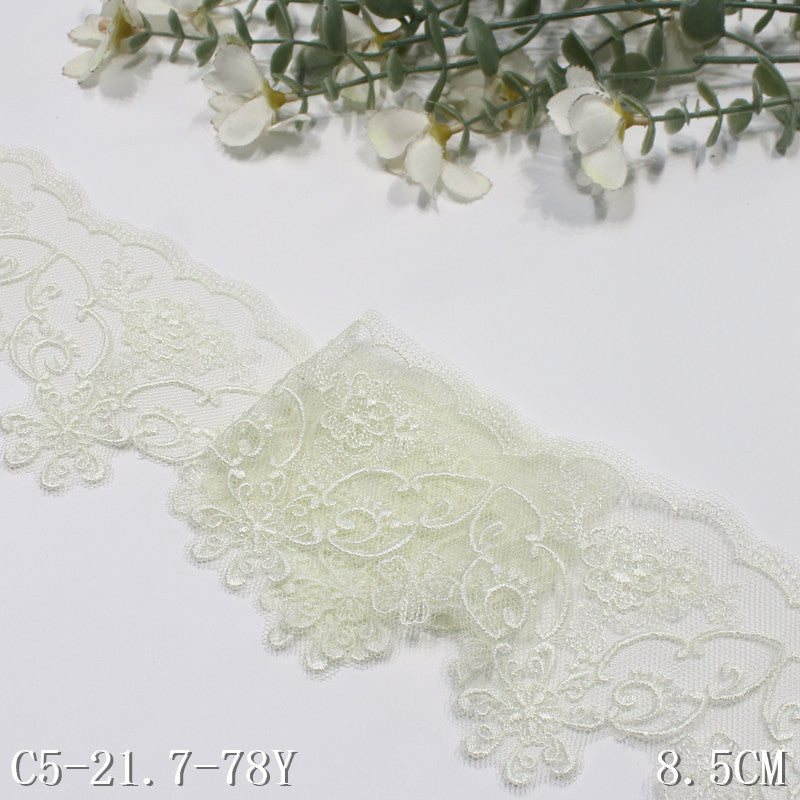 【1pack】-freedombeauty|Multicolor Mesh Exquisite Vintage Small Flower Embroidery Lace 8cm Clothing Hair Accessories Lace Trim DIY