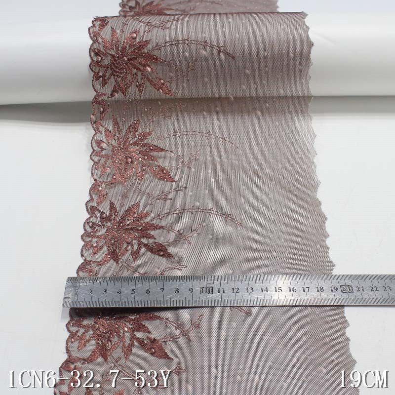 【1pack】-freedombeauty|Three-Color Printed Mesh Single-Sided Silver Thread Flower Embroidery Trim Accessories Curtain Clothing Trim