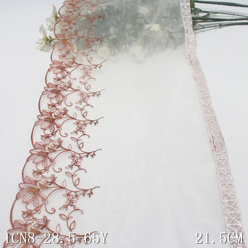 【1pack】-Freedombeauty | White Mesh Single Bilateral Antique Flower Embroidery Lace 18cm Han Chinese Clothing Lace Accessories