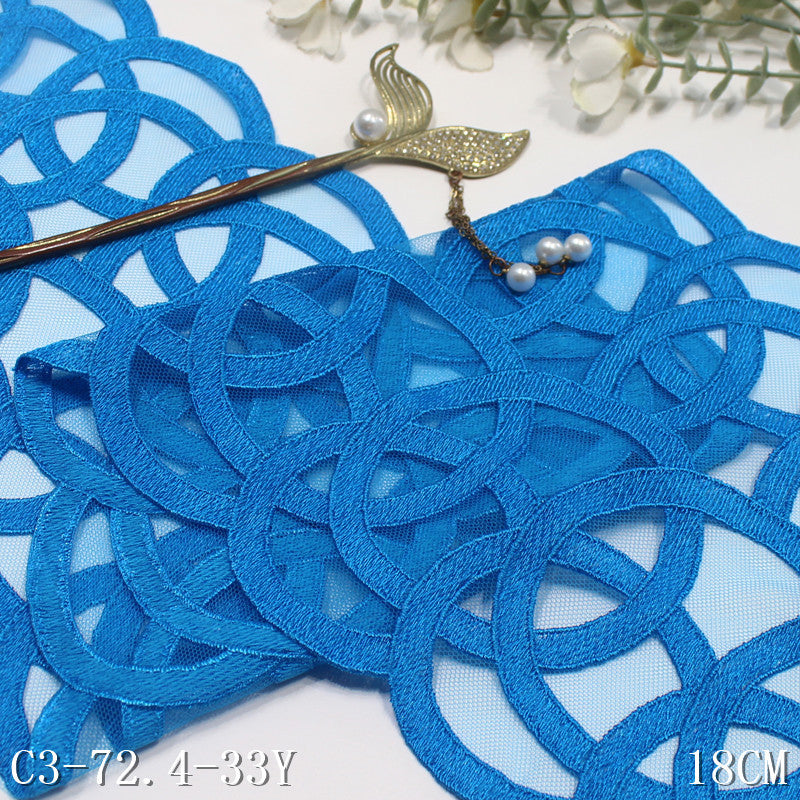 【1pack】-freedombeauty|Multicolor Mesh Vintage Interwoven Circle Embroidery Lace Trim 18cm Curtain Sofa Cushion Lace Trim Accessories