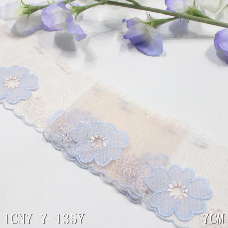【1pack】-freedombeauty|Pink Scattered Fresh Delicate Flower Embroidery Lace Trim Curtain Sofa Cushion Lace Trim Accessories DIY