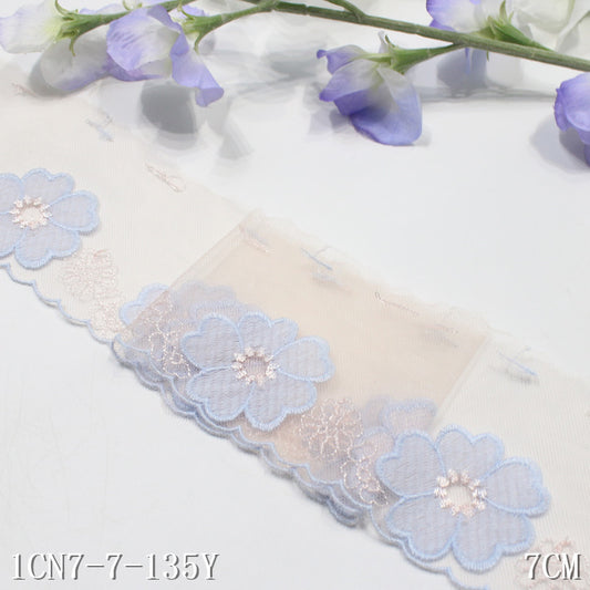 【1pack】-freedombeauty|Pink Scattered Fresh Delicate Flower Embroidery Lace Trim Curtain Sofa Cushion Lace Trim Accessories DIY