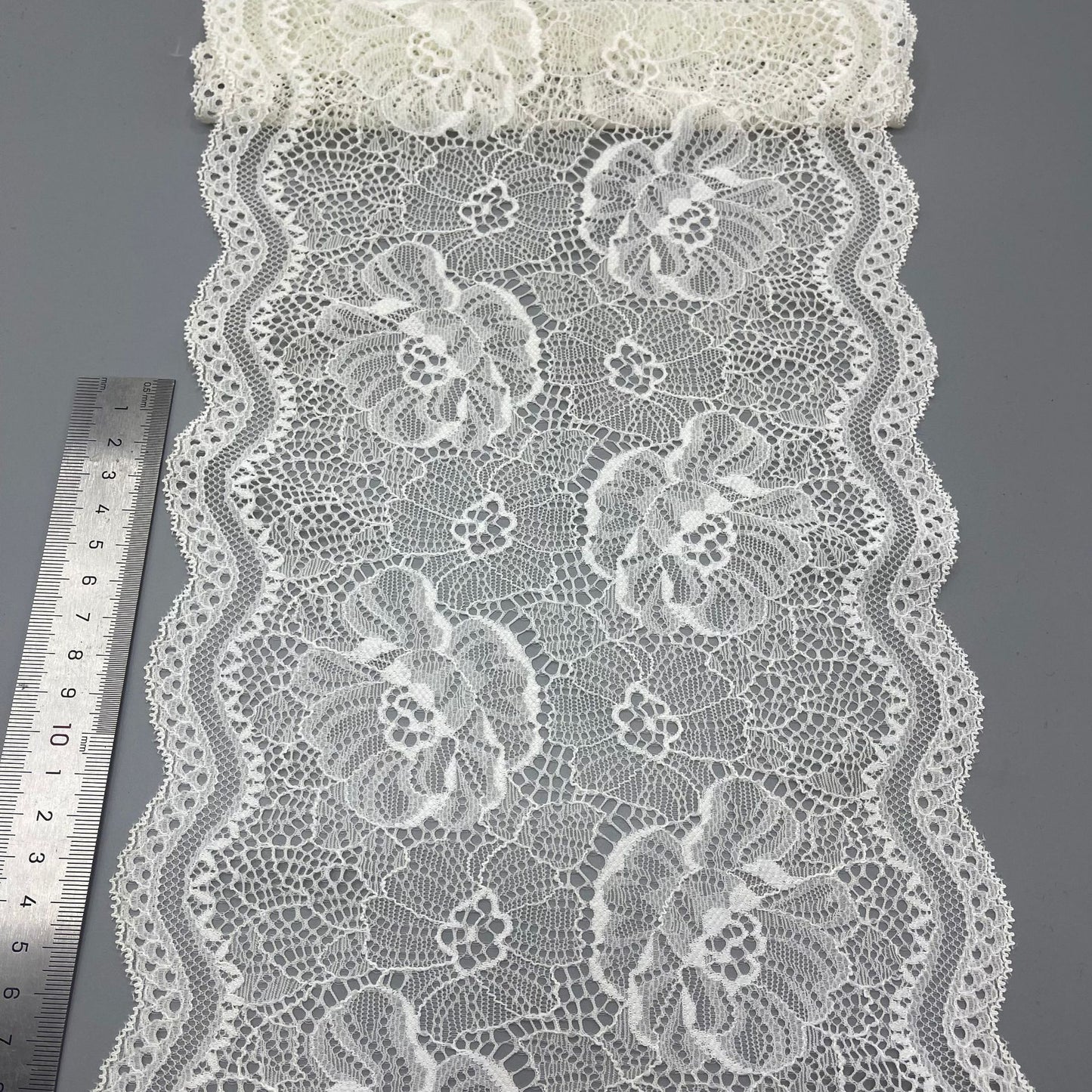 freedombeauty|21cm White Elastic Lace Trim Nylon Lace Accessories Handmade Wedding Dress Decoration Lace