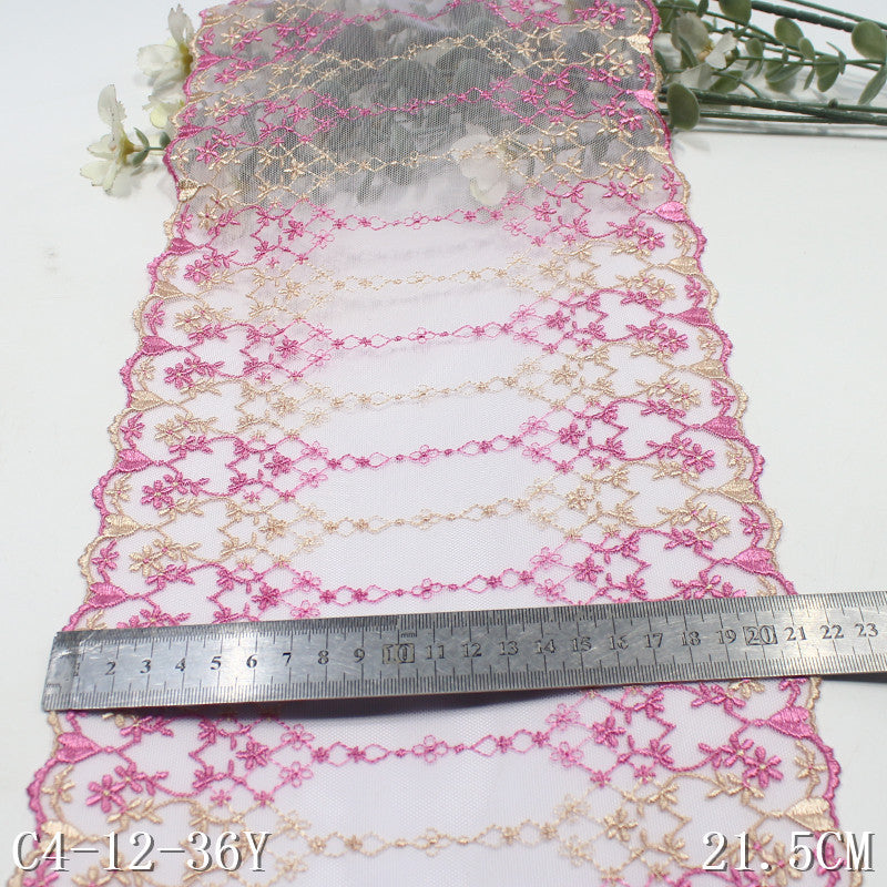 【1pack】-freedombeauty | Two-tone French Double-sided Heart Heart-shaped Floral Mesh Embroidery Trim Curtain Sofa Cushion Lace Trim Accessories