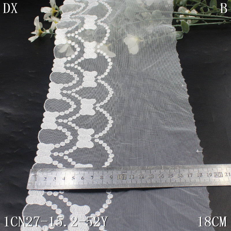 【1pack】-freedombeauty|Black and White Single-Sided Fresh Bowknot Mesh Embroidery Lace Trim Curtain Sofa Cushion Lace Trim Accessories