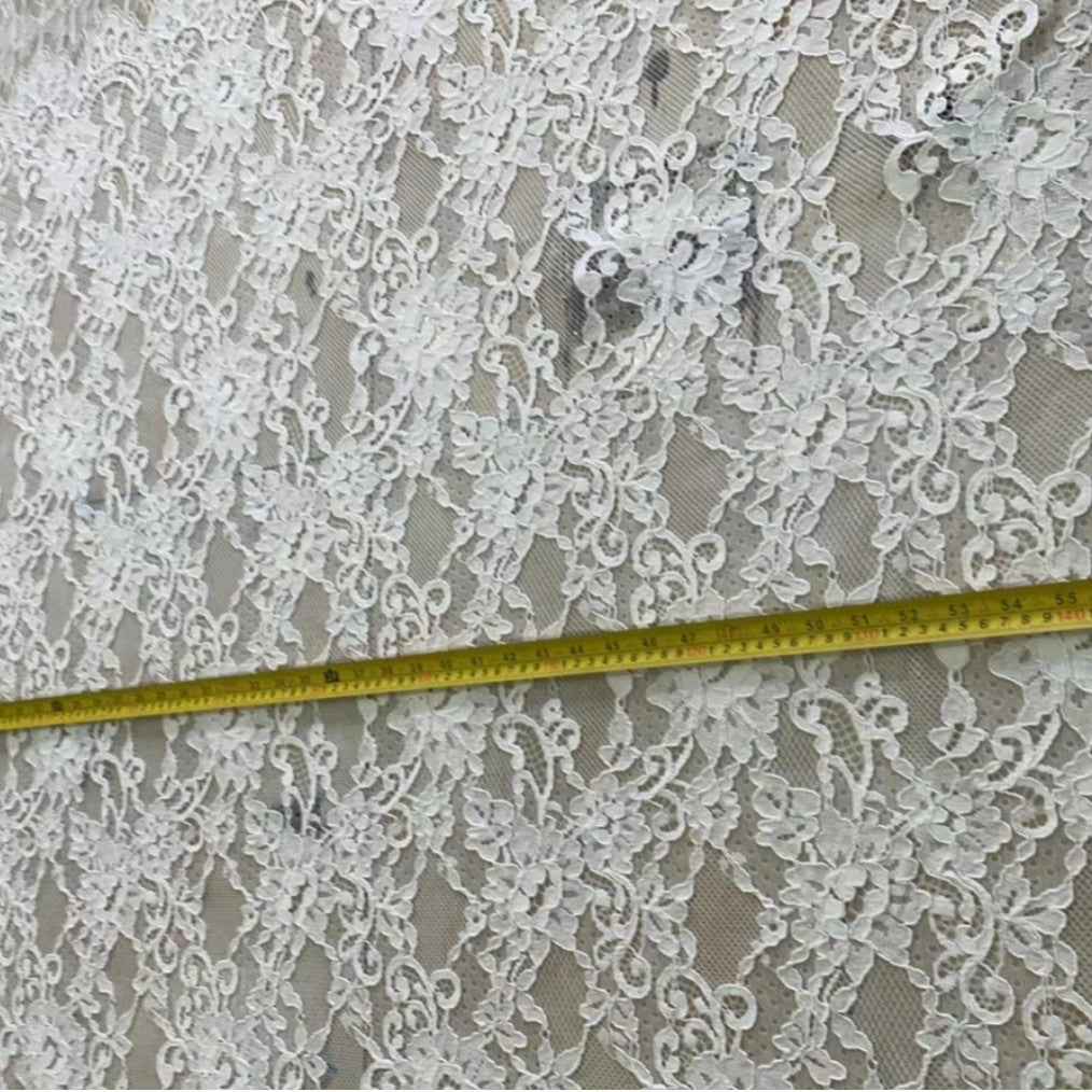freedombeauty|Nylon Cotton Thread Large Floral High-end Lace Fabric Women's Clothing Dress Lace Accessories Full Width Wedding Dress