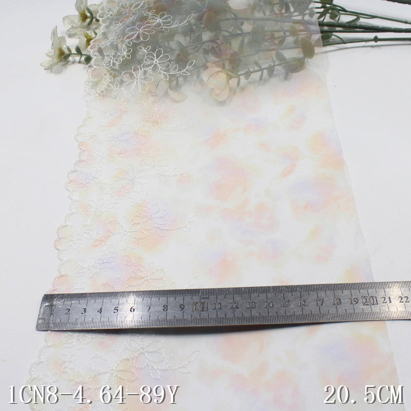 【1pack】-freedombeauty|Orange Floral Print Mesh Gentle Fresh Small Lace Embroidery Lightweight Lolita Skirt Edge Neckline Accessories DIY