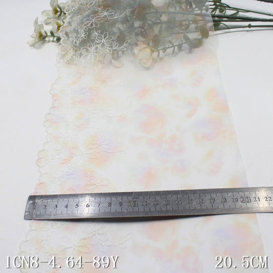 【1pack】-freedombeauty|Orange Floral Print Mesh Gentle Fresh Small Lace Embroidery Lightweight Lolita Skirt Edge Neckline Accessories DIY