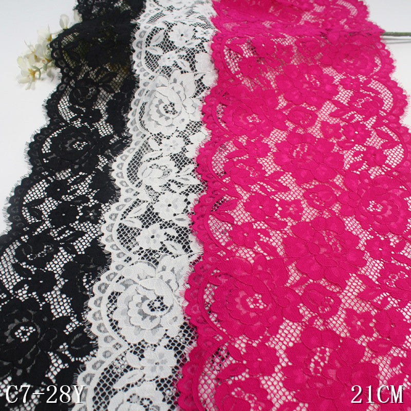 freedombeauty|Multicolor Thread Double-Sided Wavy Flower Elastic Eyelash Lace Trim Performance Costume Curtain Lace Trim Accessories