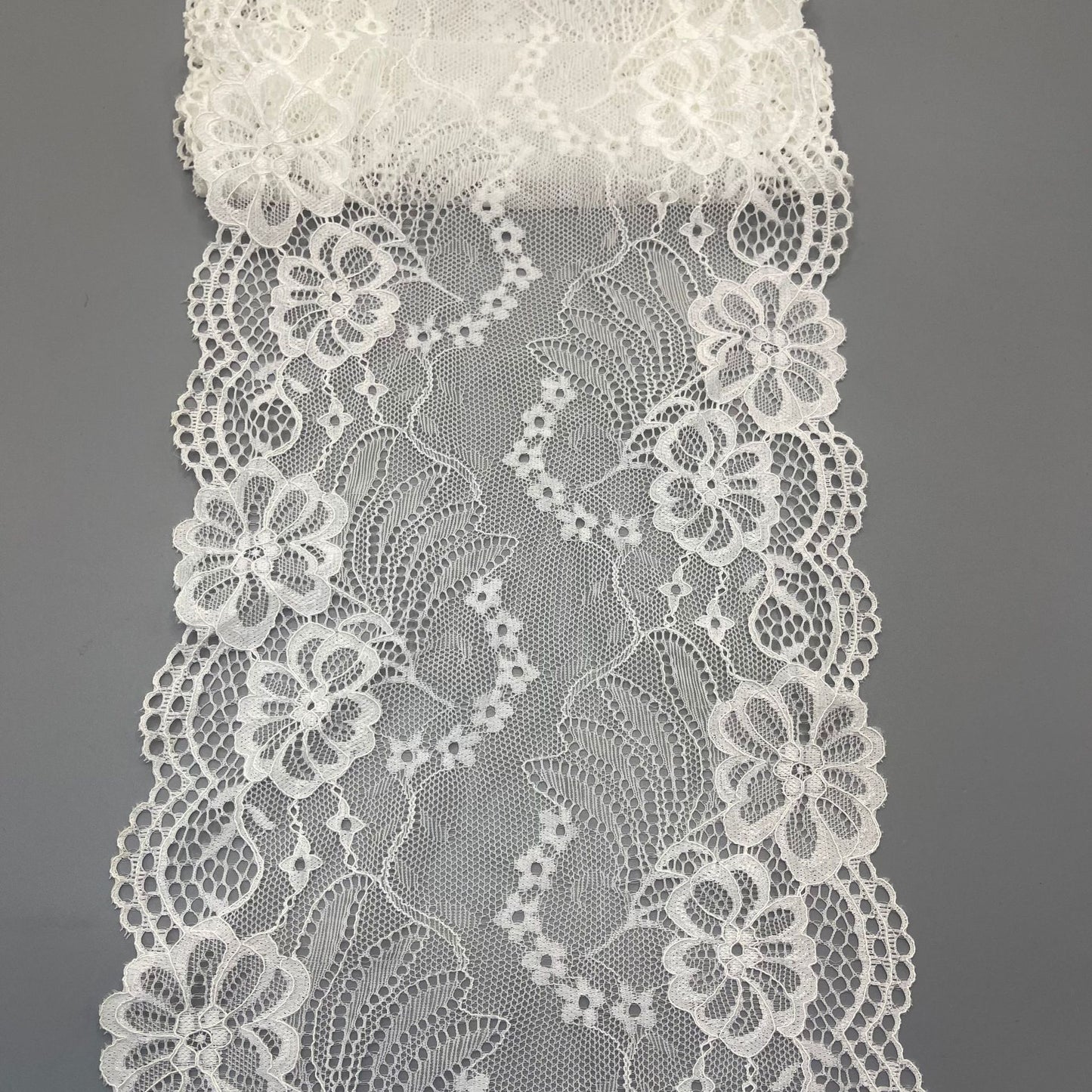 freedombeauty|18CM White Elastic Hollow Lace Trim Nylon Wedding Dress Accessories Decorative Lace