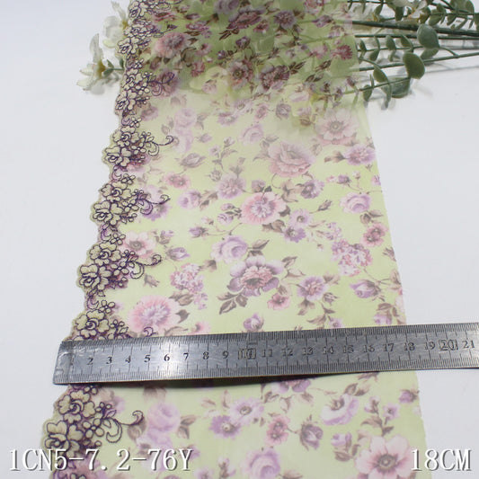 【1pack】-freedombeauty|Printed Mesh Single Edge Texture Small Flower Embroidery Trim 18cm Curtain Sofa Cushion Lace Trim Accessories