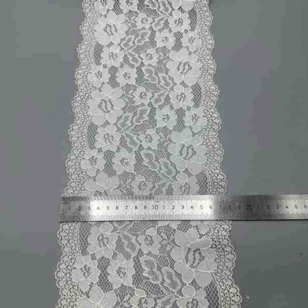 freedombeauty|18cm Stretch Lace Nylon Knitted Edge White Flower Regular Edge Warp Knit Fabric for Women's Clothing 18cm