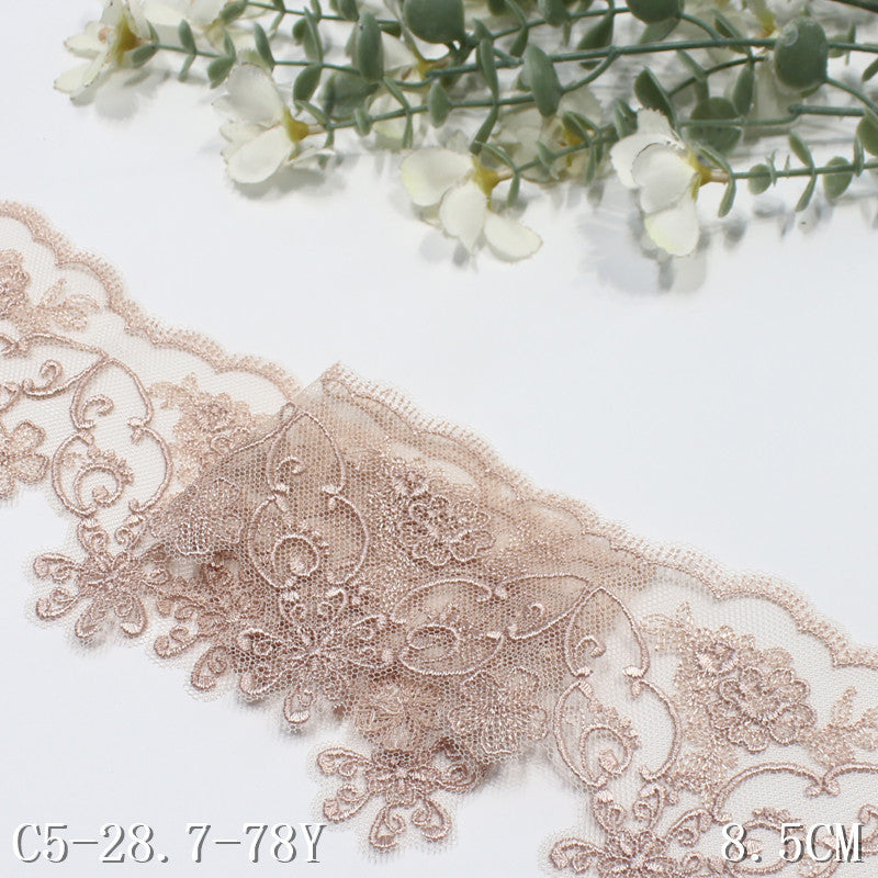 【1pack】-freedombeauty|Multicolor Mesh Exquisite Vintage Small Flower Embroidery Lace 8cm Clothing Hair Accessories Lace Trim DIY