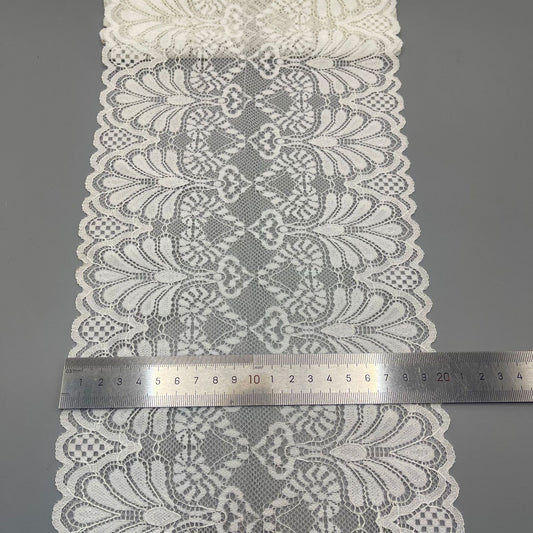 freedombeauty|20CM Lace Trim DIY Handmade Lingerie Wide Lace Trim Accessories Wavy Hem Wedding Dress Decoration