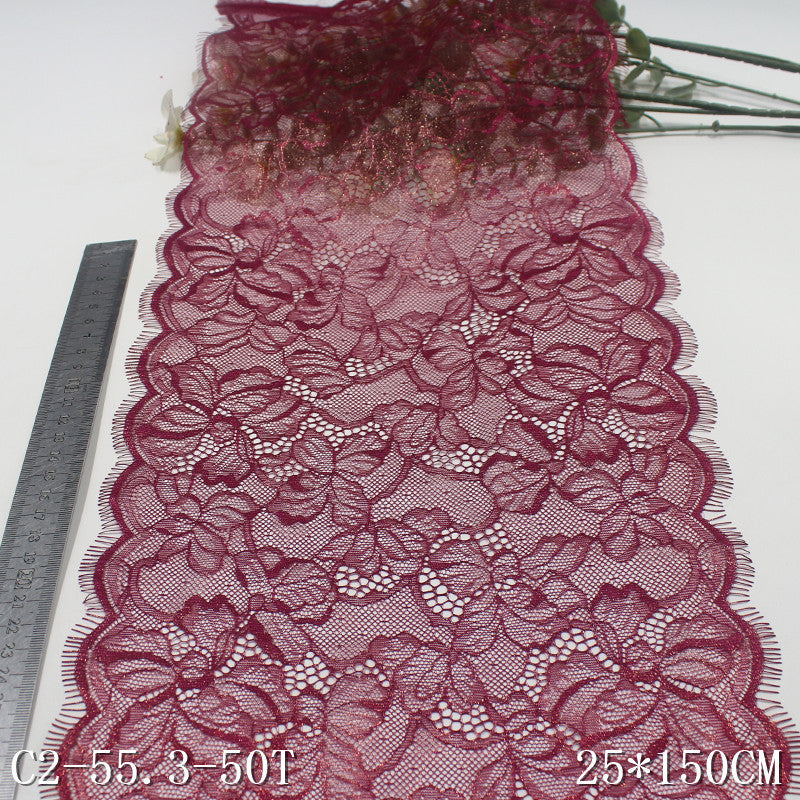 freedombeauty|Dark Purple Full Gold Foil Pattern Non-Elastic Eyelash Performance Costume Curtain 25cm Lace Trim DIY