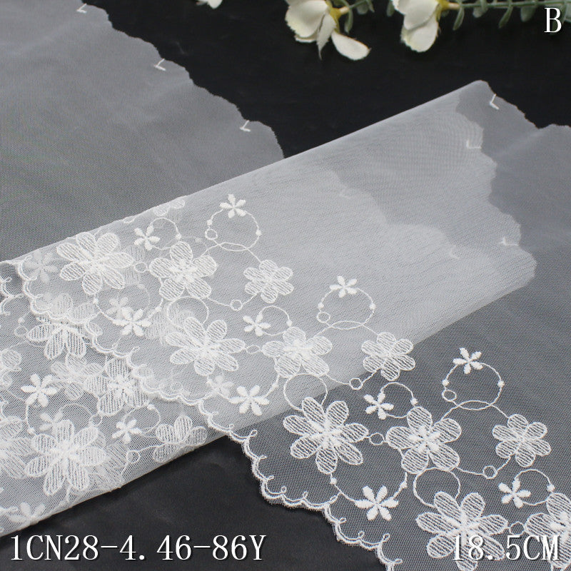 【1pack】-freedombeauty|Plain White Mesh Single-Sided Fresh Flower Embroidery Ins Style Dress Edge Collar Lightweight Garment Accessories