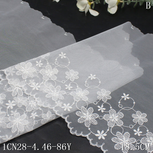 【1pack】-freedombeauty|Plain White Mesh Single-Sided Fresh Flower Embroidery Ins Style Dress Edge Collar Lightweight Garment Accessories