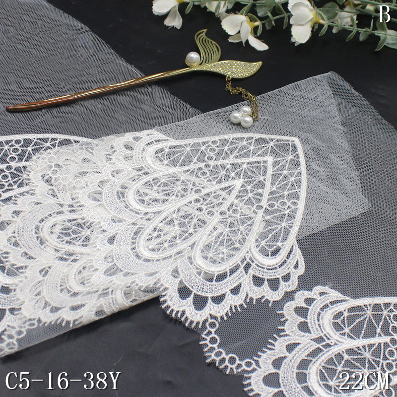 【1pack】-freedombeauty|Multicolor Single-Sided Flat Embroidery Diamond Mesh Lace Trim 21cm Curtain Sofa Cushion Lace Trim Accessories