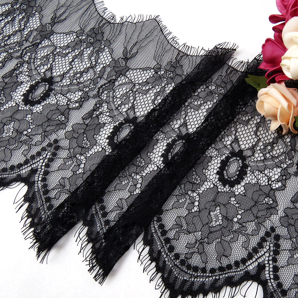 FREEDOMBEAUTY | 24cm new hot-selling lace eyelash lace, French nylon warp knitted wedding dress lace underwear lace