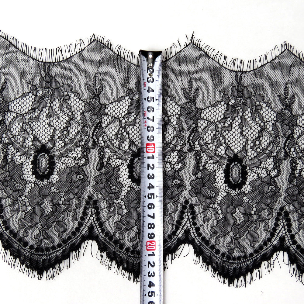 FREEDOMBEAUTY | 24cm new hot-selling lace eyelash lace, French nylon warp knitted wedding dress lace underwear lace