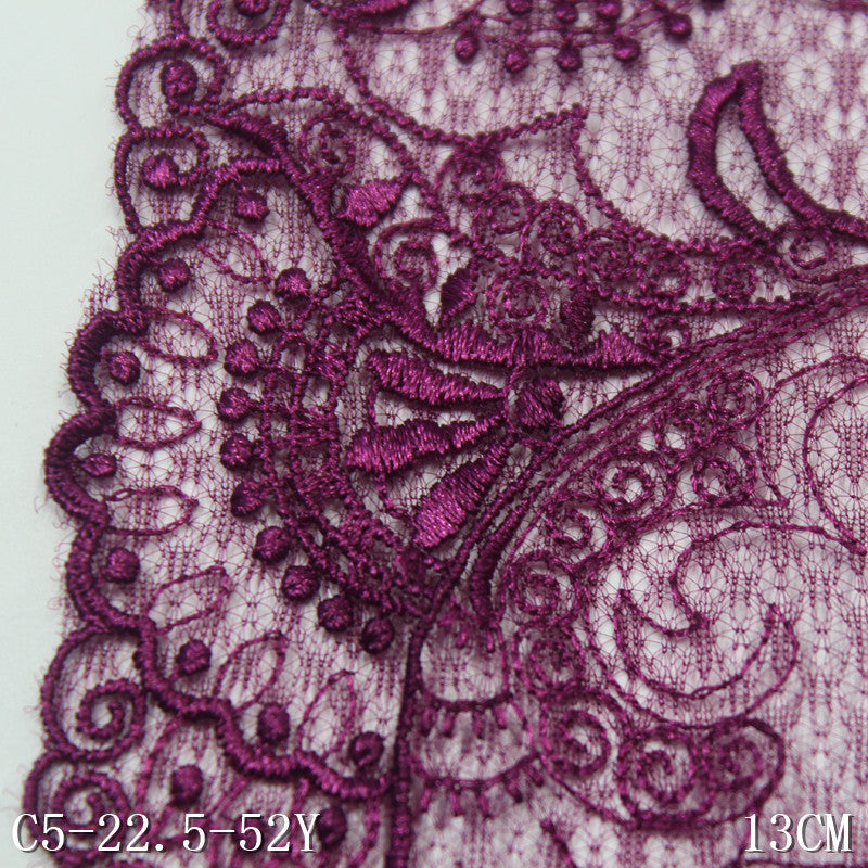 【1pack】-freedombeauty|Purple Lace Mesh Double-Sided Drum Pattern New Classical Embroidery Trim Textured Clothing Curtain Accessories
