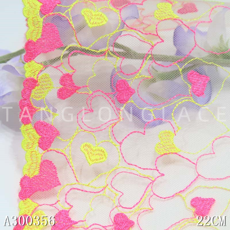 【1pack】-Freedombeauty | Boutique Color Matching Polyester Thread Love Mesh Embroidery Lace DIY Underwear Performance Wear Lace Accessories