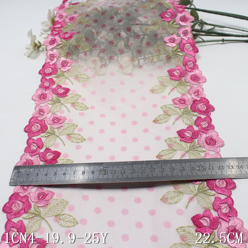 【1pack】-Freedombeauty | Multi-Color Series Dotted Prints Mesh Single Bilateral Classic Flower Embroidery Lace Clothing Home Textile Accessories DIY