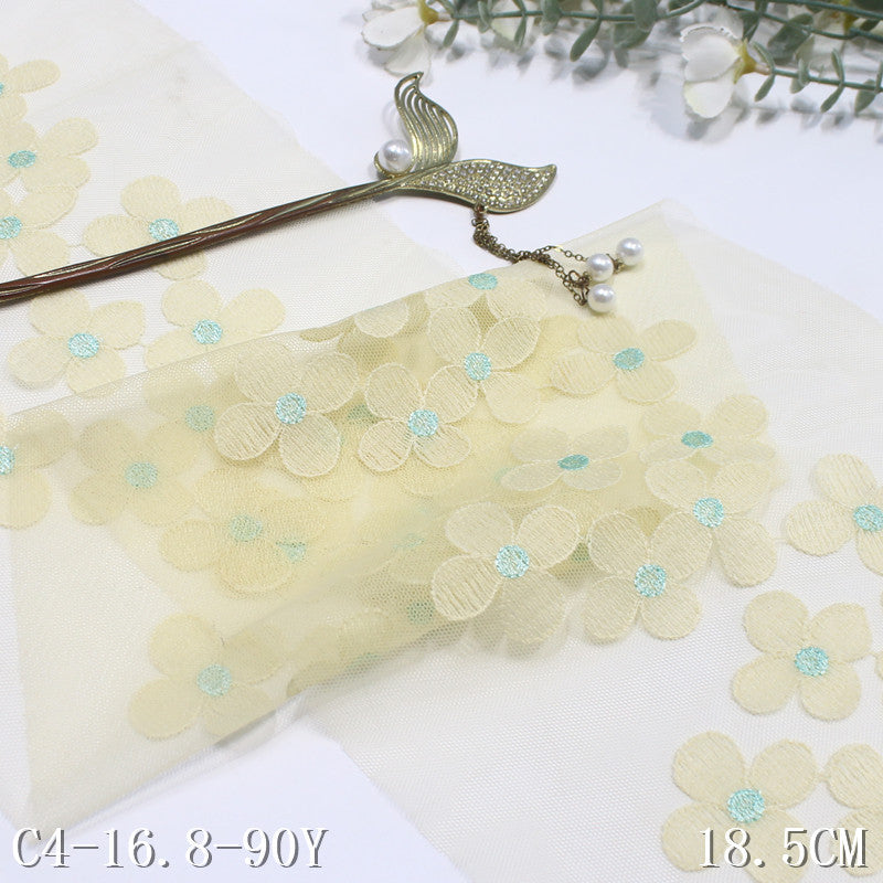 【1pack】-freedombeauty|Multicolor Mesh Fresh Flower Lightweight Embroidered Lace Trim 18cm Clothing Home Textile Lace Trim Accessories