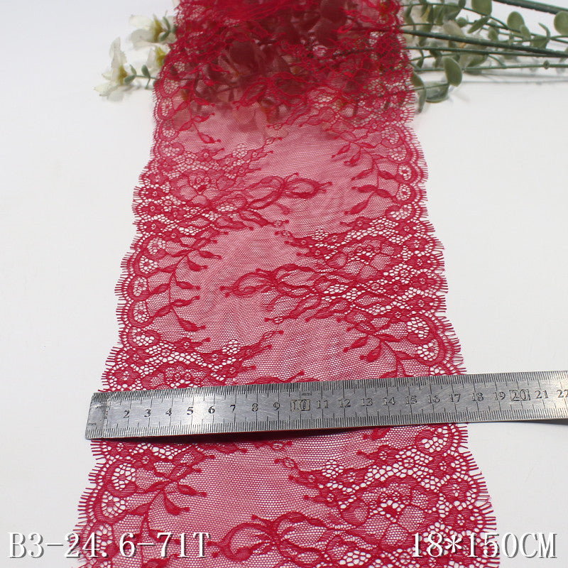 freedombeauty|Black and Red Double-Sided French Retro Floral Lightweight Non-Elastic Eyelash 17cm Clothing Lace Trim DIY