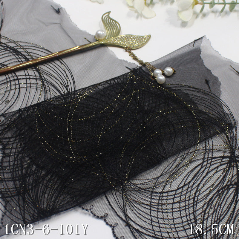 【1pack】-freedombeauty|Multicolor Layered Gold and Silver Thread Coil Mesh Embroidery Lace Trim 18cm Clothing Home Textile Lace Trim Accessories