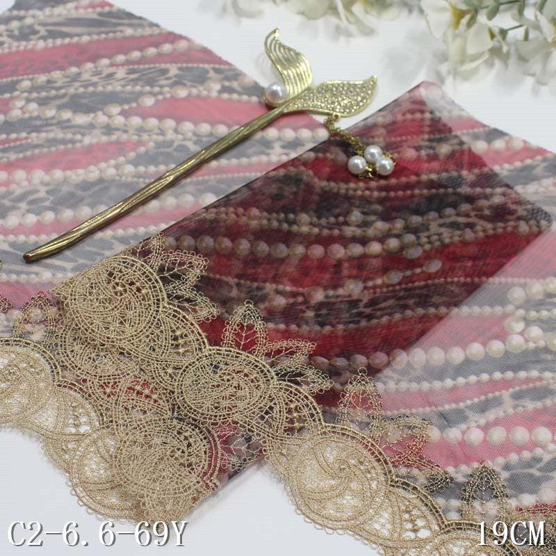 【1pack】-freedombeauty|Two-tone Printed Mesh Single-sided Water-soluble Pattern Embroidery Lace DIY Clothing Curtain Lace Trim Accessories