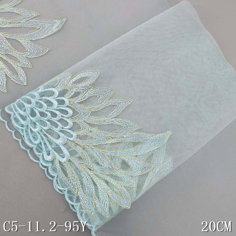 【1pack】-freedombeauty|Phoenix Single-Sided Three-Dimensional Embroidery with Gold Thread Transparent Mesh Embroidery Performance Costume Accessories Embroidery Lace