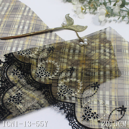 【1pack】-Freedombeauty | French Printing Unilateral Water Soluble Small Flower Mesh Embroidery 20cm Curtain Sofa Cushion Lace Accessories